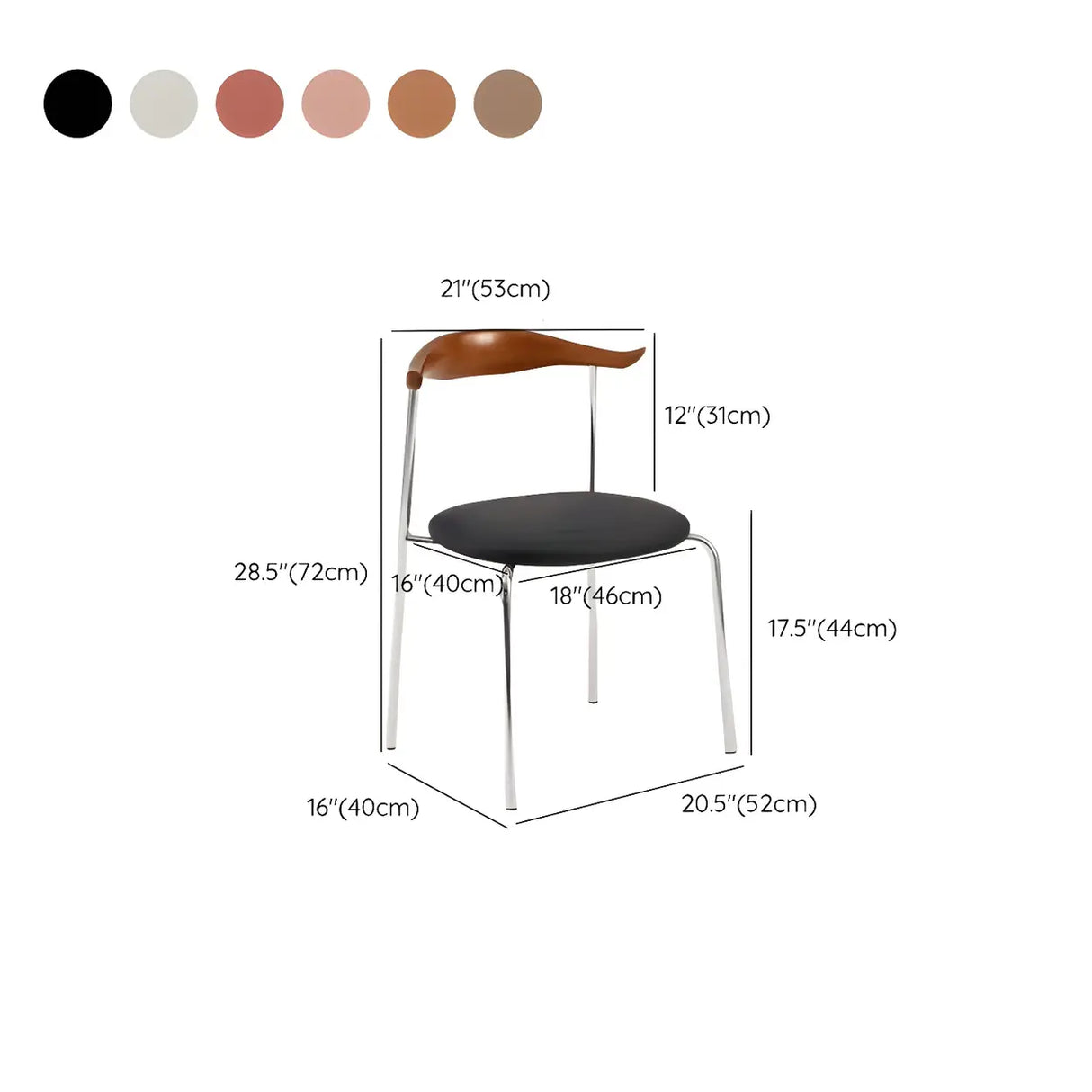 Open Low Back Faux Leather Steel Dining Side Chair Image - 34