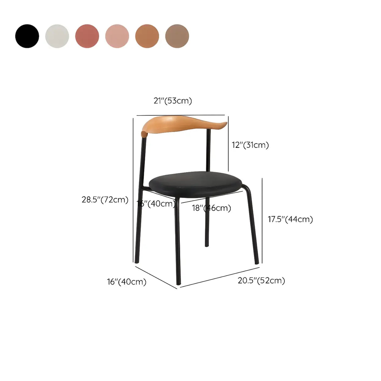 Open Low Back Faux Leather Steel Dining Side Chair Image - 35