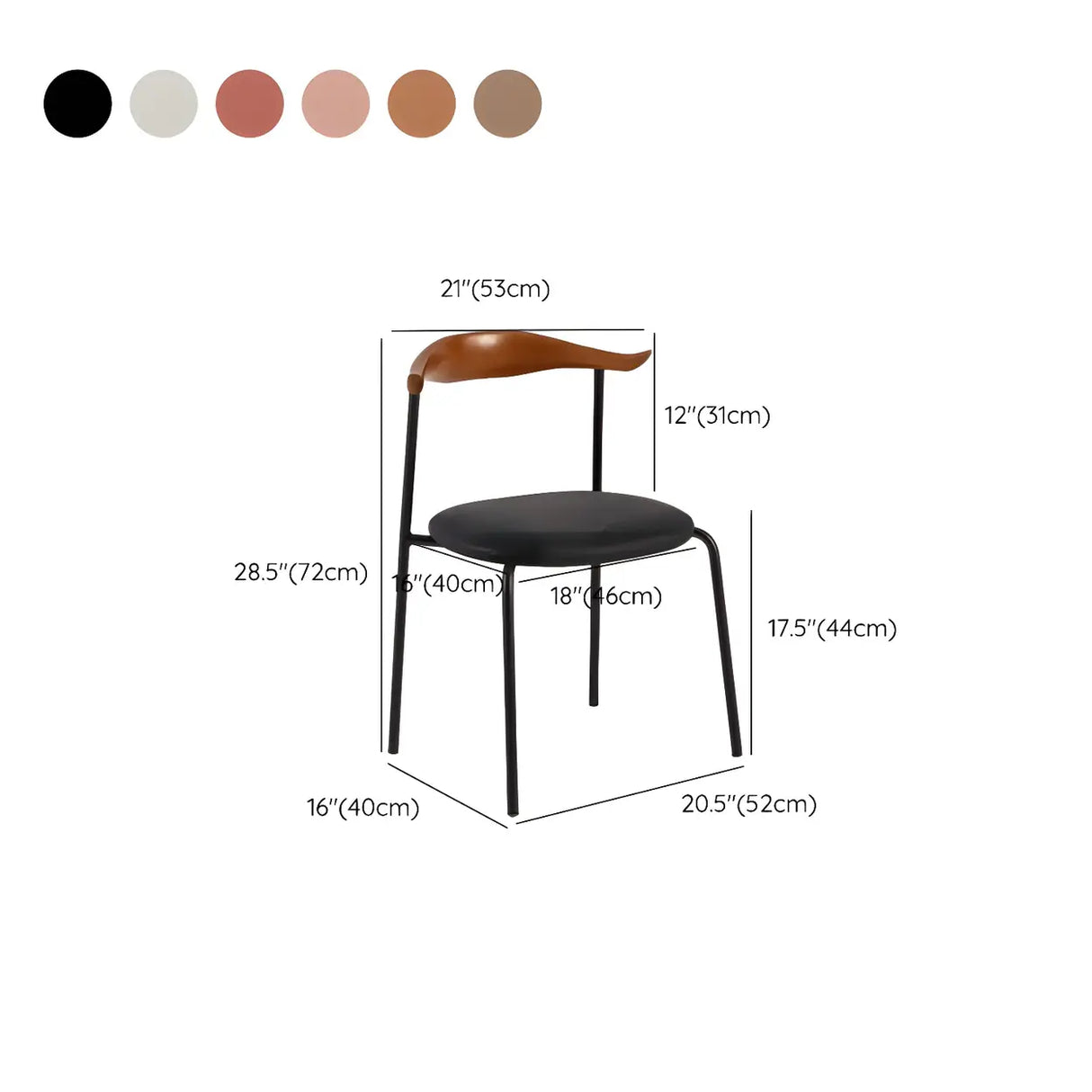 Open Low Back Faux Leather Steel Dining Side Chair Image - 36