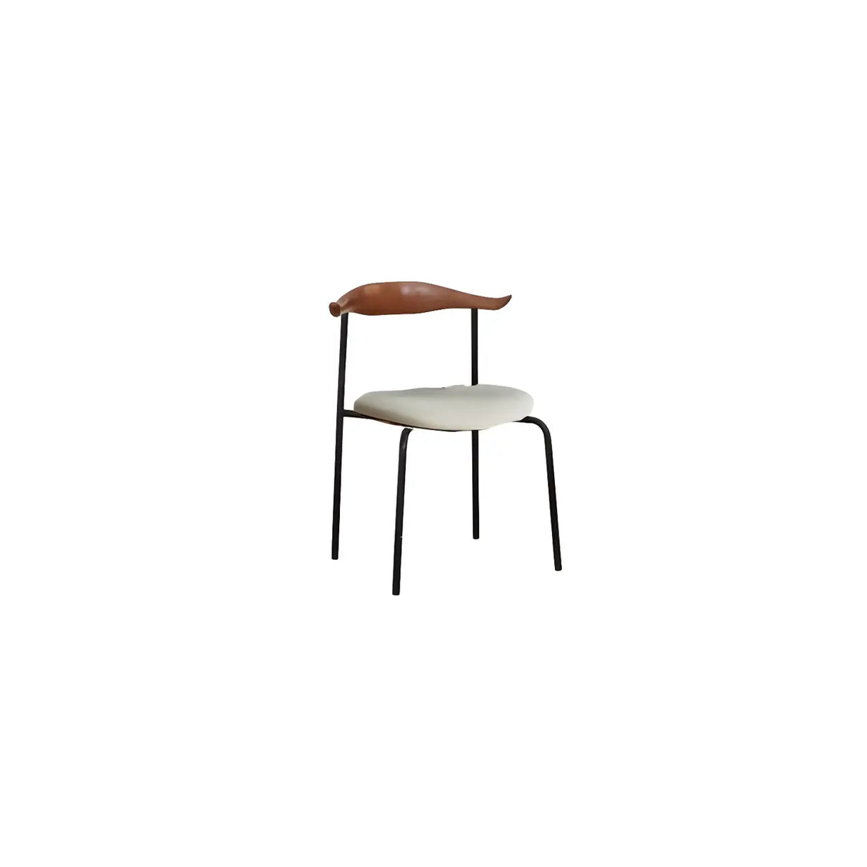 Open Low Back Faux Leather Steel Dining Side Chair Image - 4