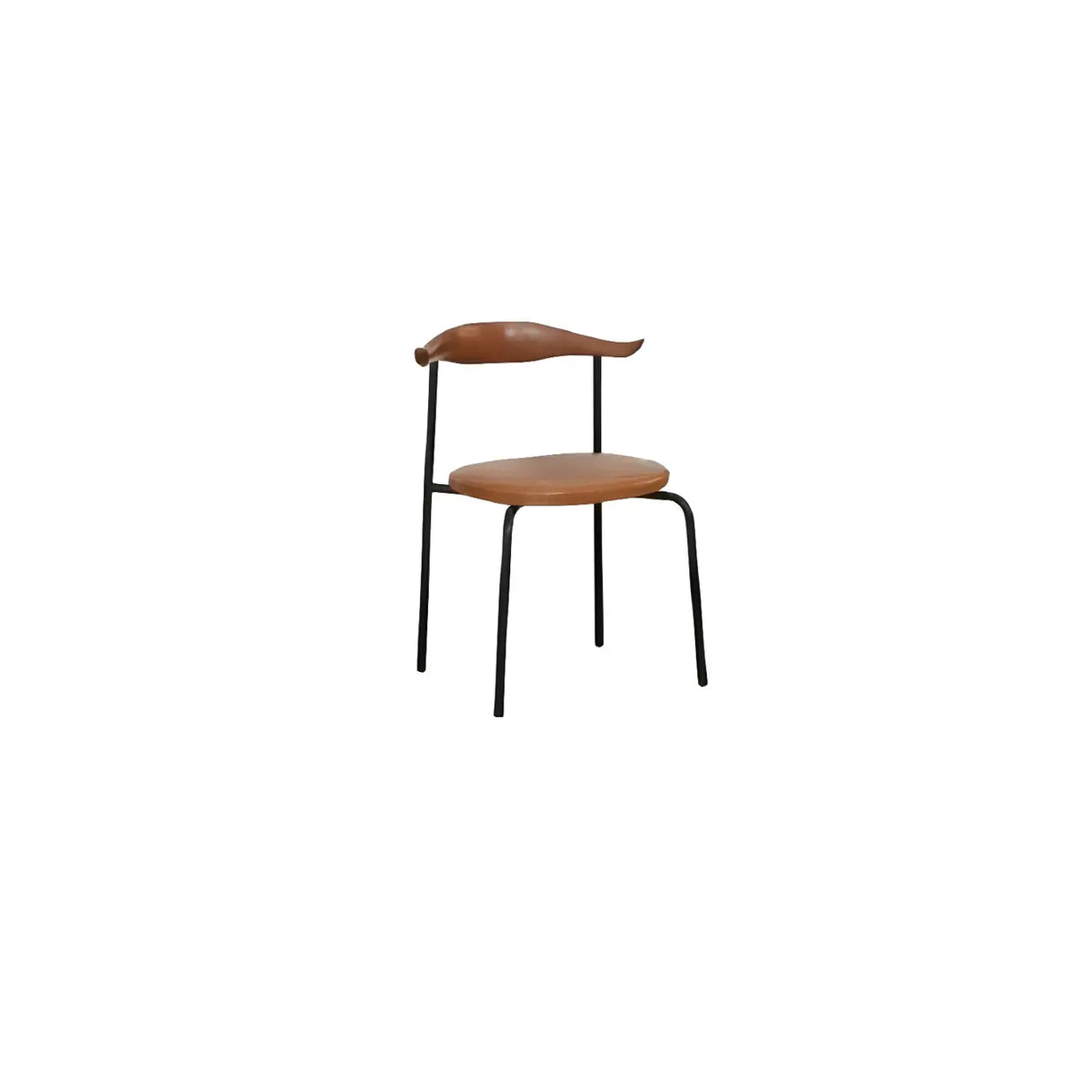 Open Low Back Faux Leather Steel Dining Side Chair Image - 6