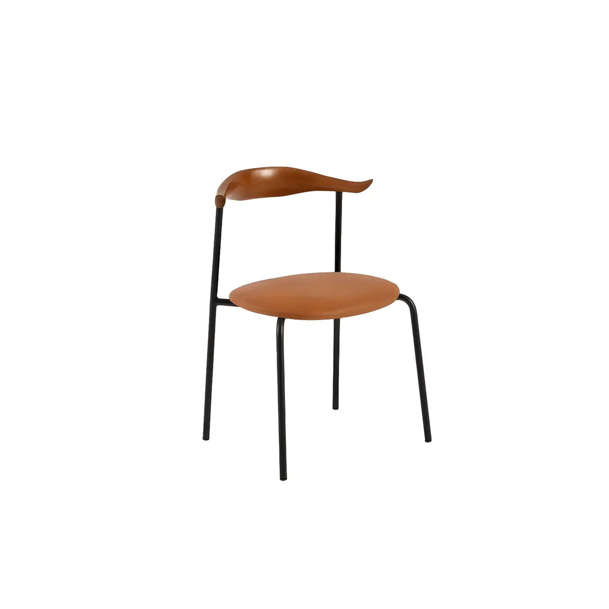 Open Low Back Faux Leather Steel Dining Side Chair Image - 8