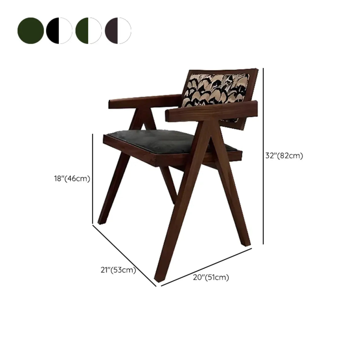 Open Pattern Back Cotton Arm Dining Chair Olive Green Image - 20