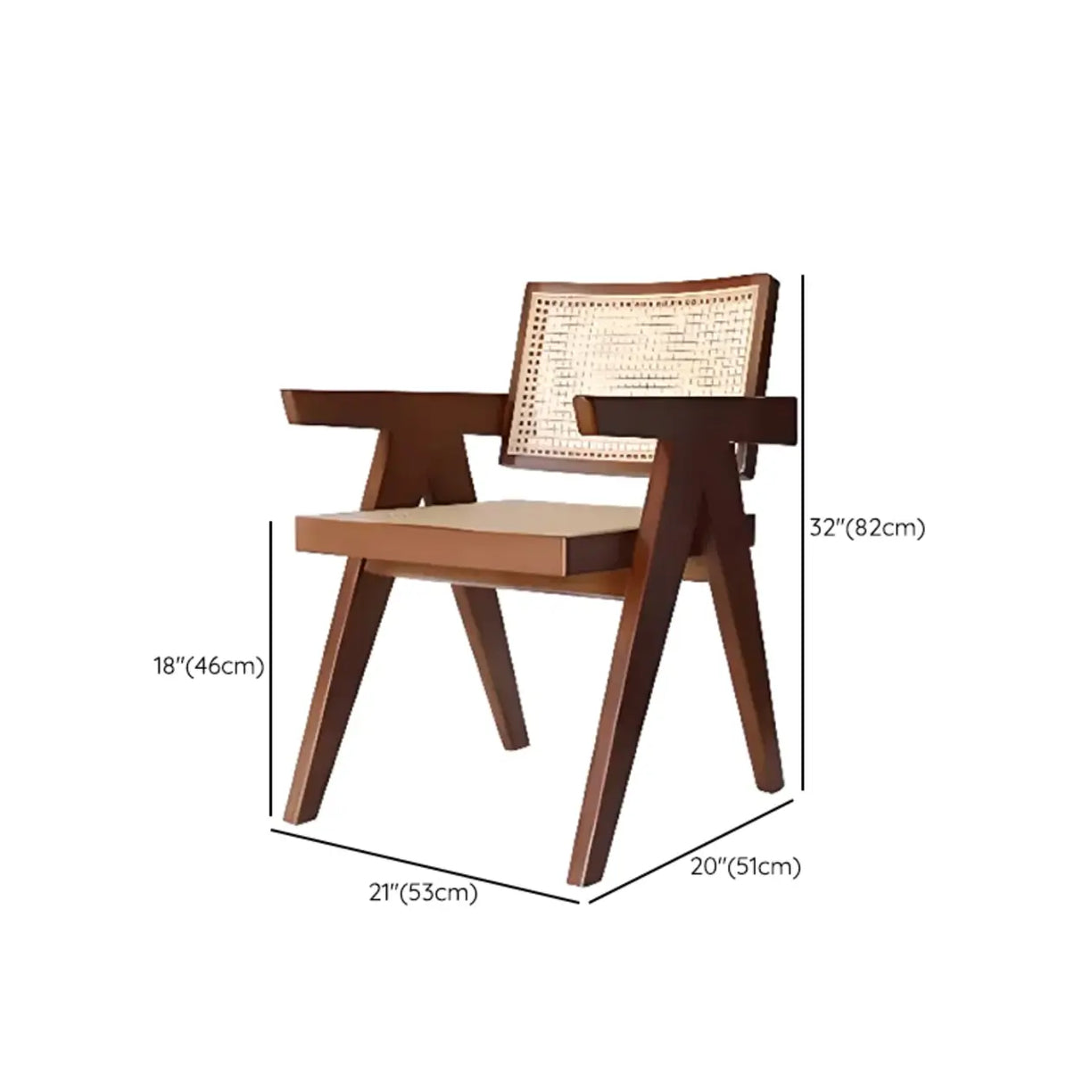 Open Pattern Back Cotton Arm Dining Chair Olive Green Image - 21