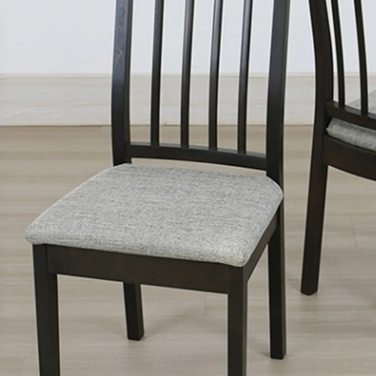 Open Slat Back Fabric Seat Wooden Dining Chair Brown Image - 14