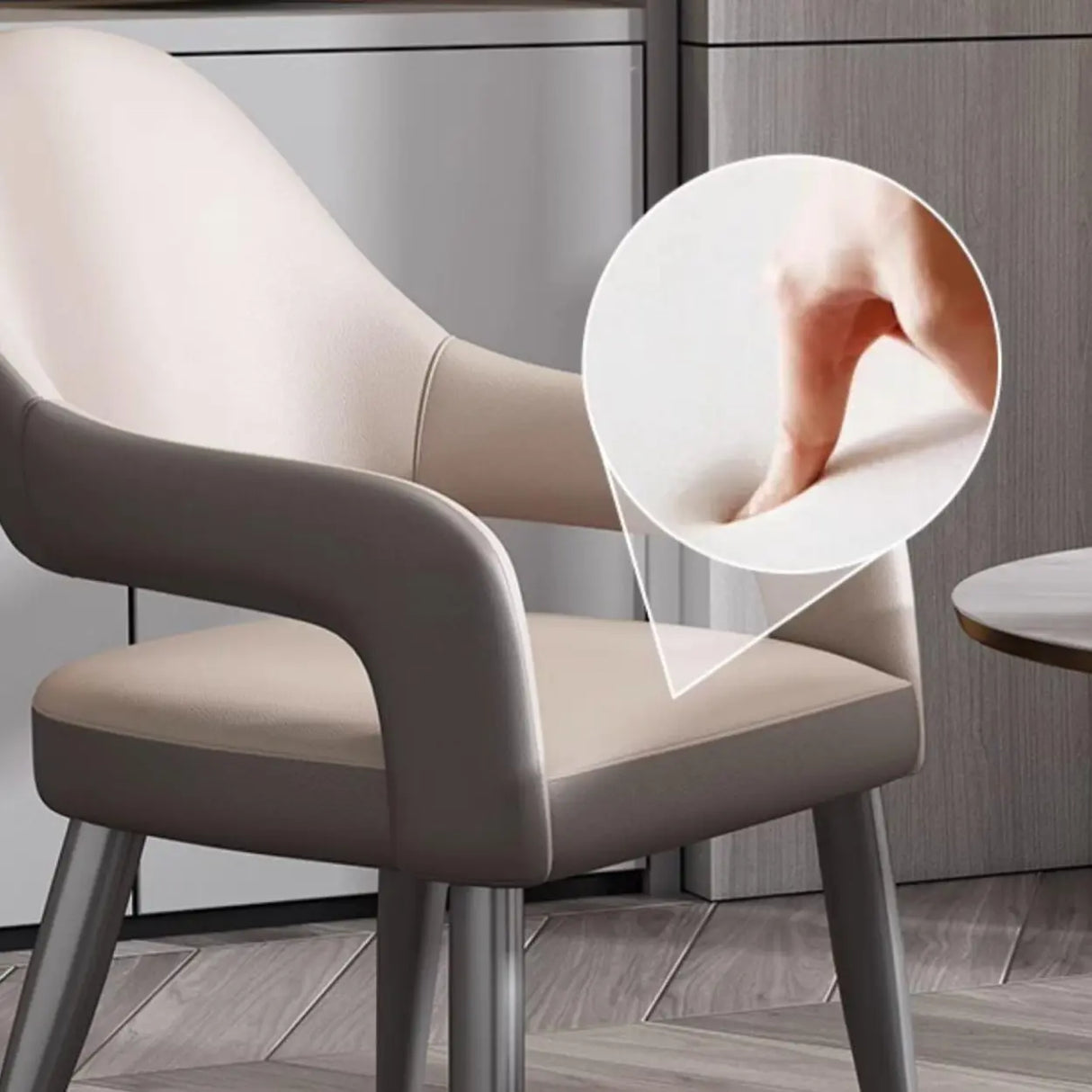 Open Standard Back Heights Faux Leather Arm Chair Image - 12