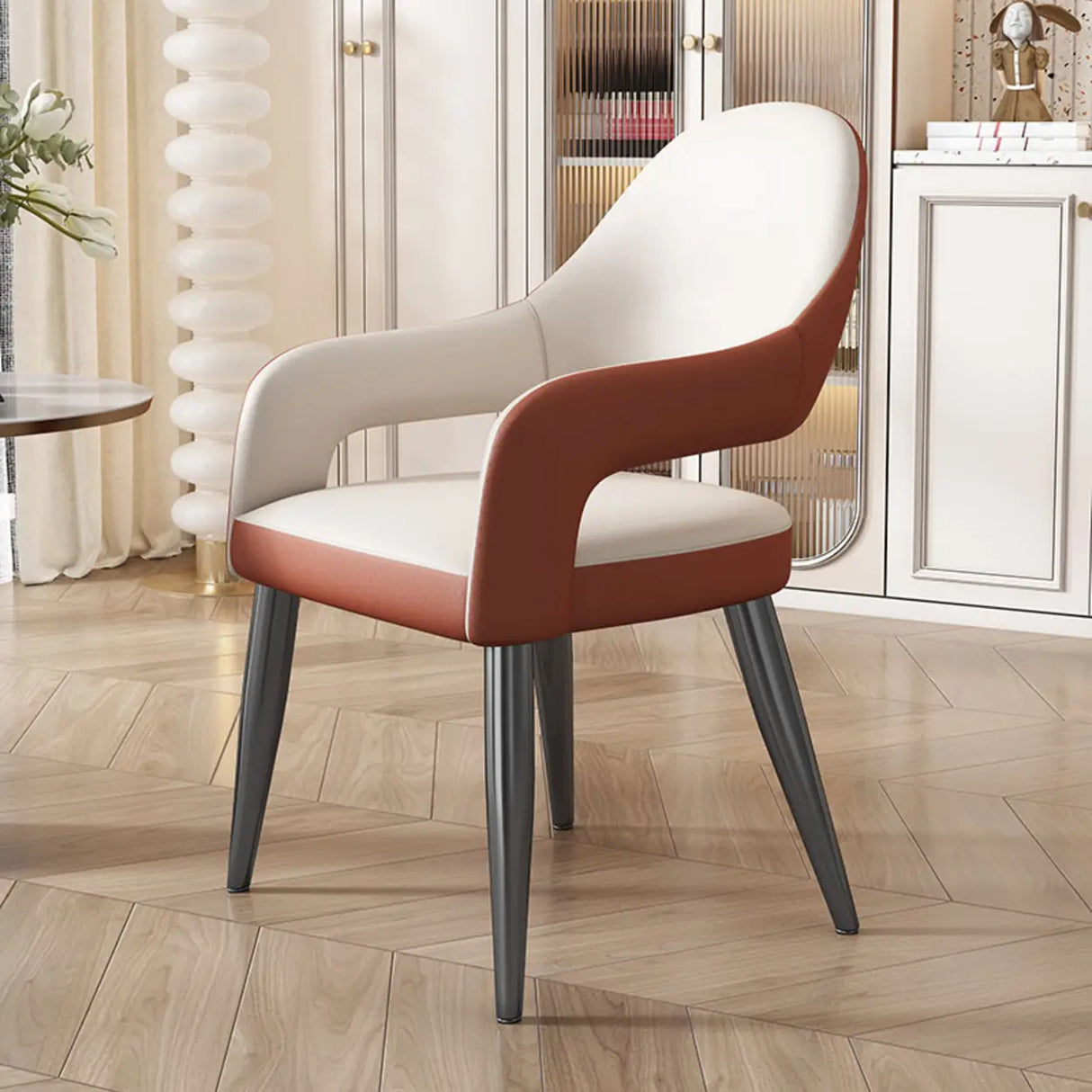 Open Standard Back Heights Faux Leather Arm Chair Image - 15