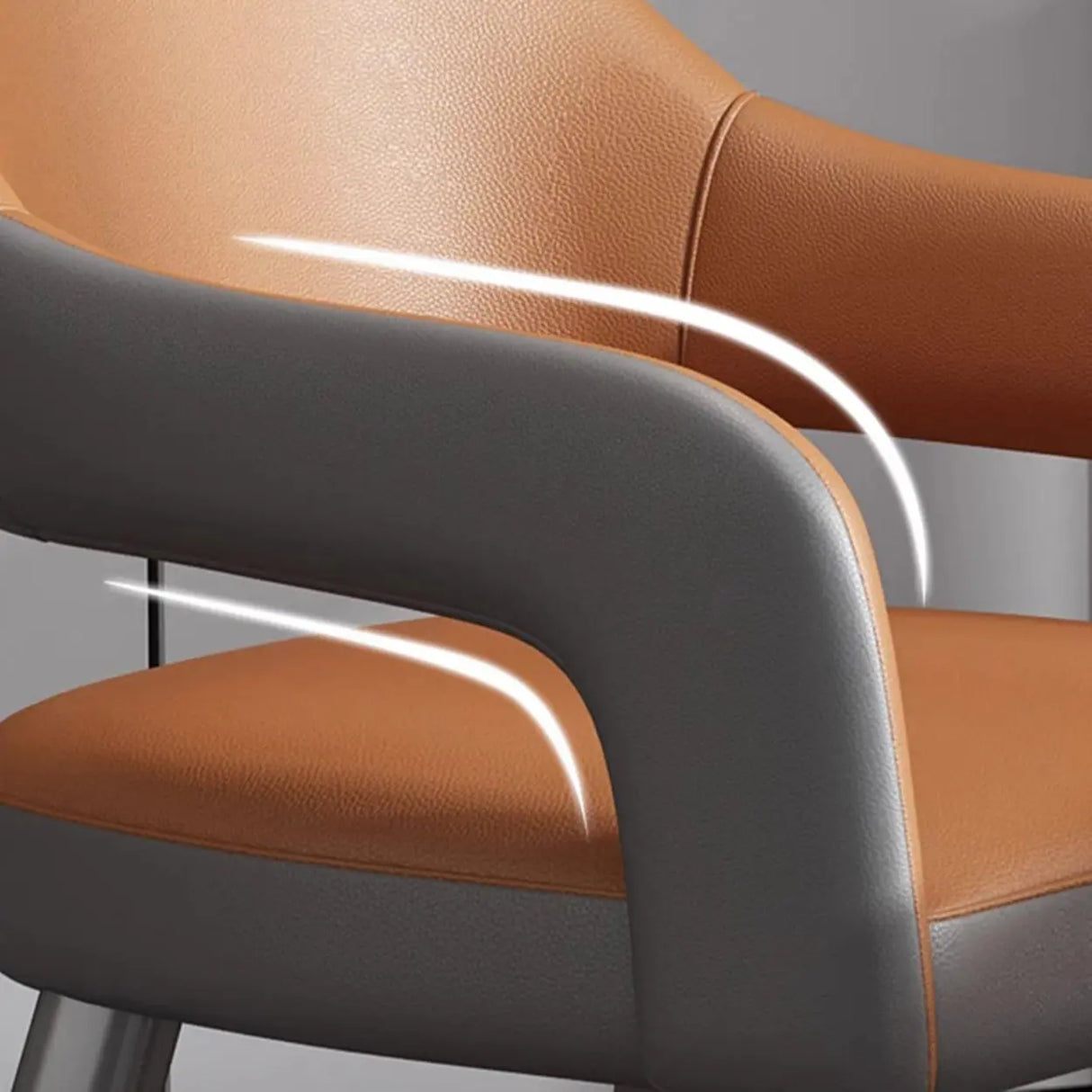 Open Standard Back Heights Faux Leather Arm Chair Image - 16