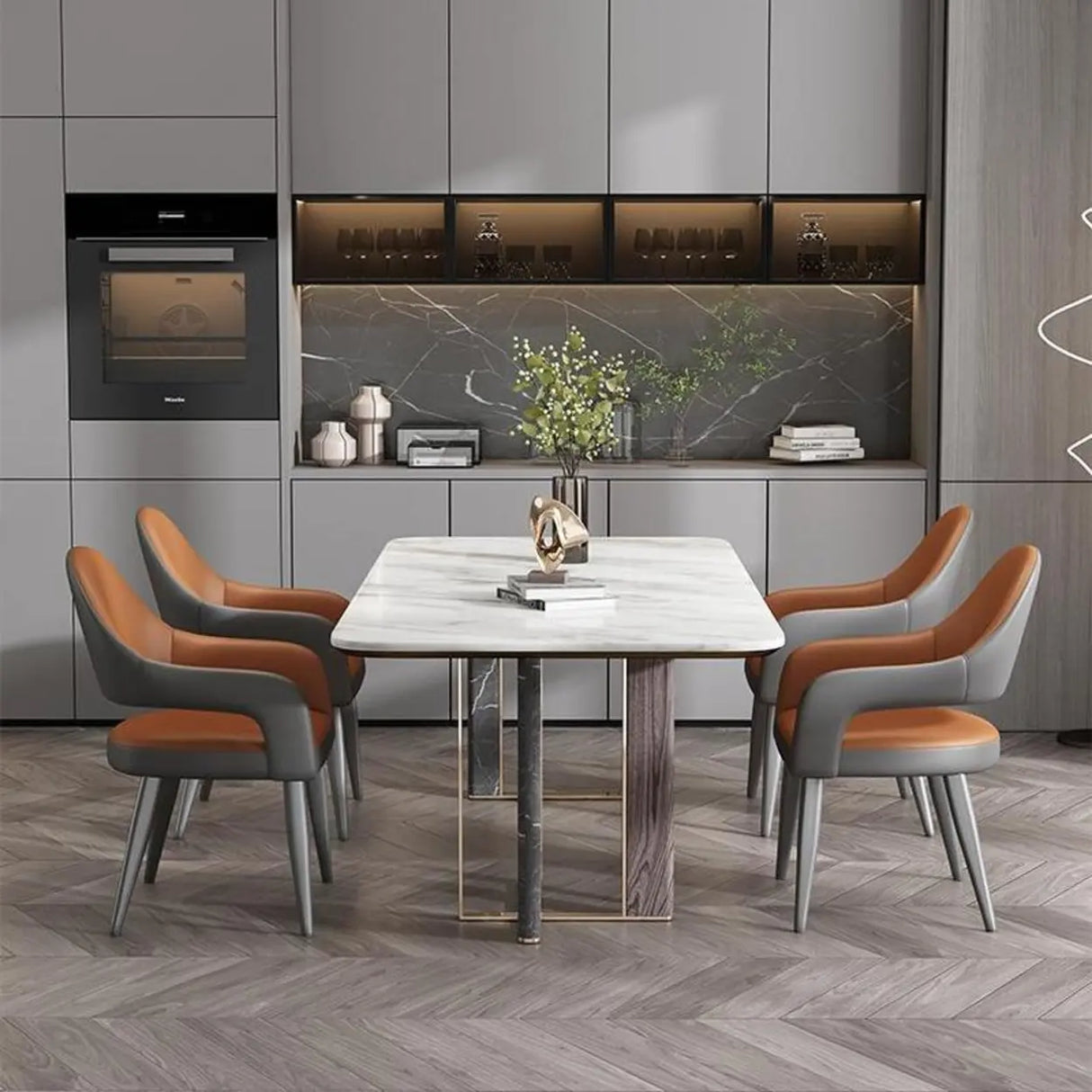 Open Standard Back Heights Faux Leather Arm Chair Image - 6