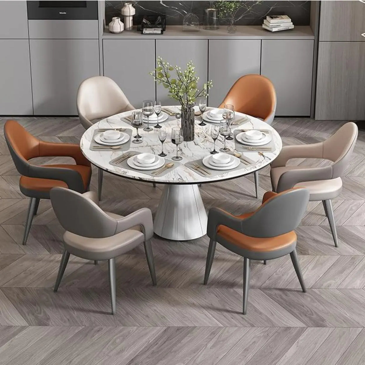 Open Standard Back Heights Faux Leather Arm Chair Image - 8