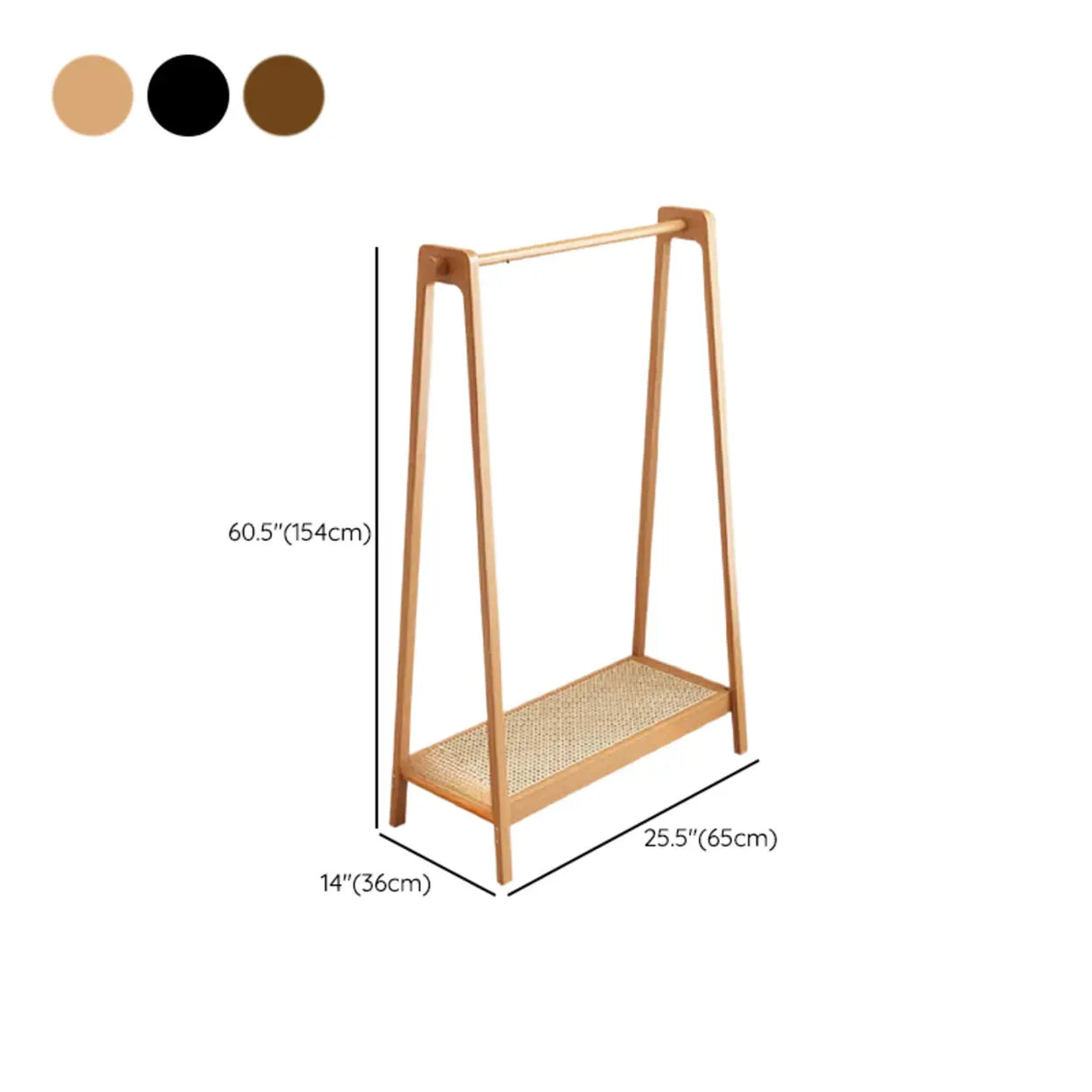 Open Storage A-Frame Bamboo Hooks Coat Rack with Shelves