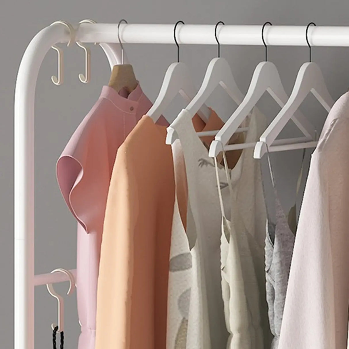 Open Storage Bedside Metal Hall Tree with Shelves Image - 12