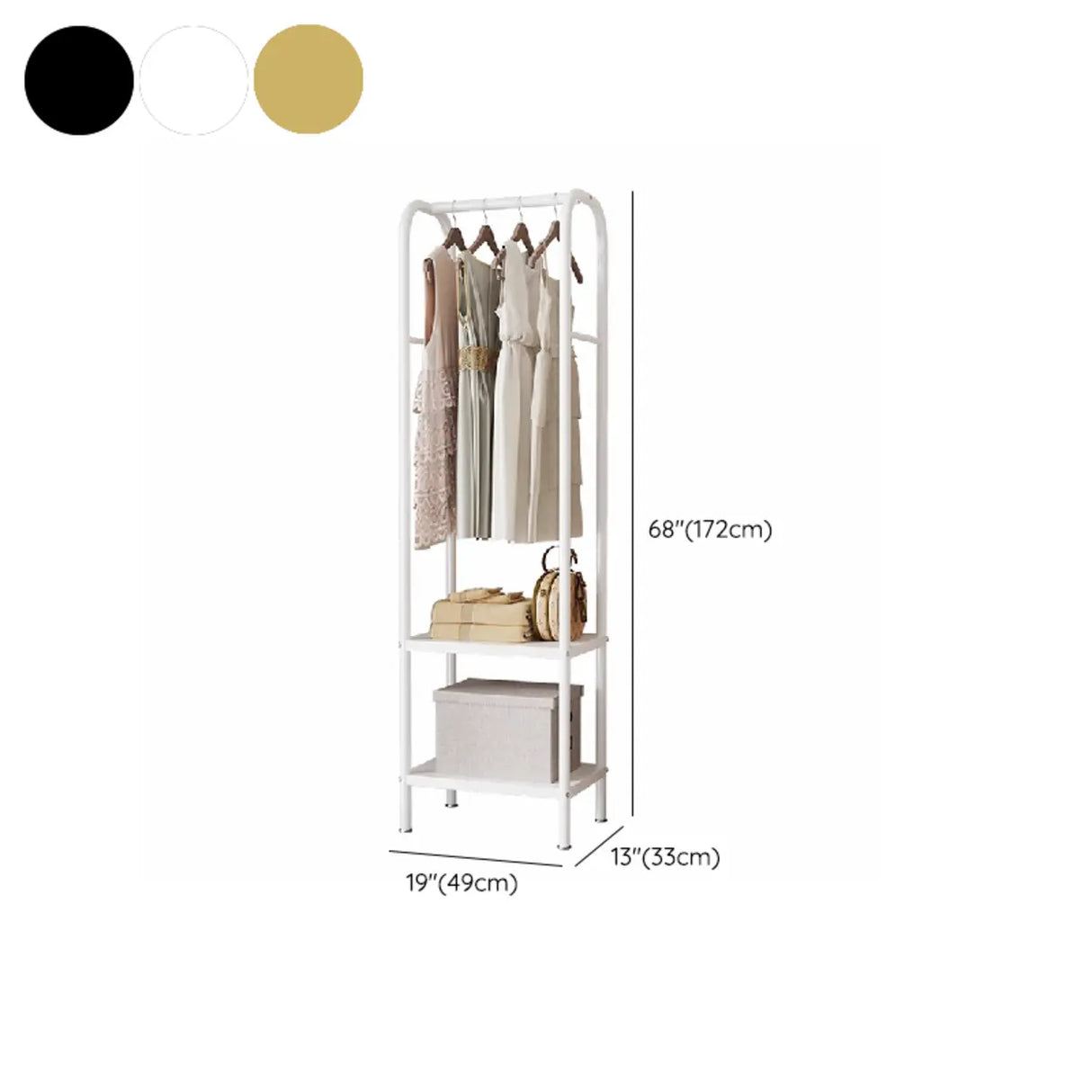 Open Storage Bedside Metal Hall Tree with Shelves Image - 20