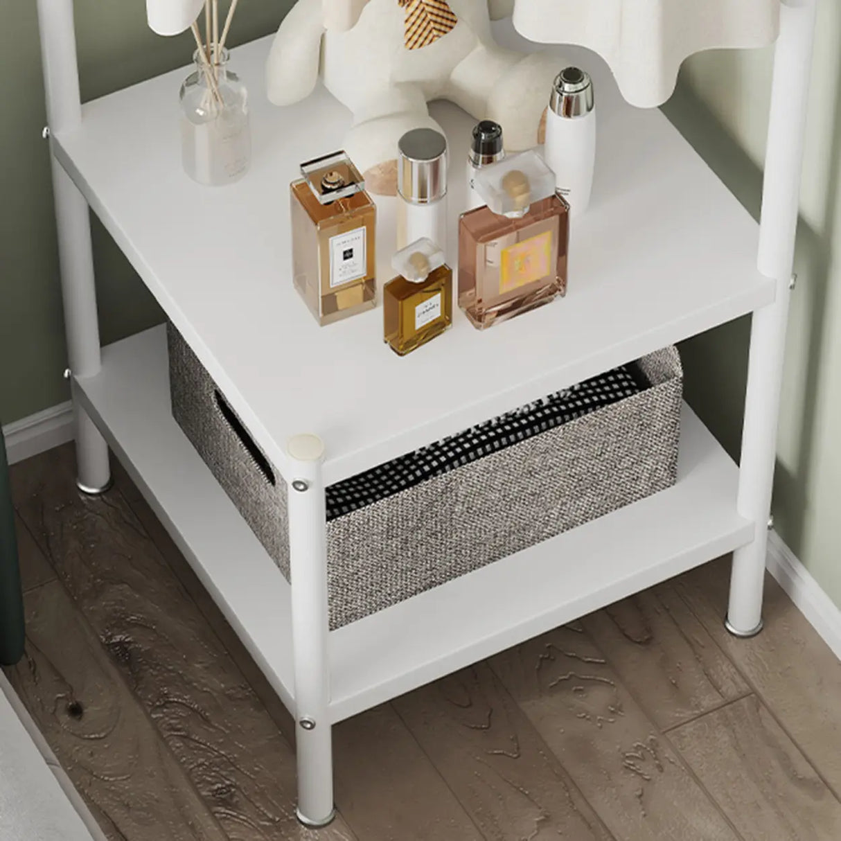 Open Storage Bedside Metal Hall Tree with Shelves Image - 8