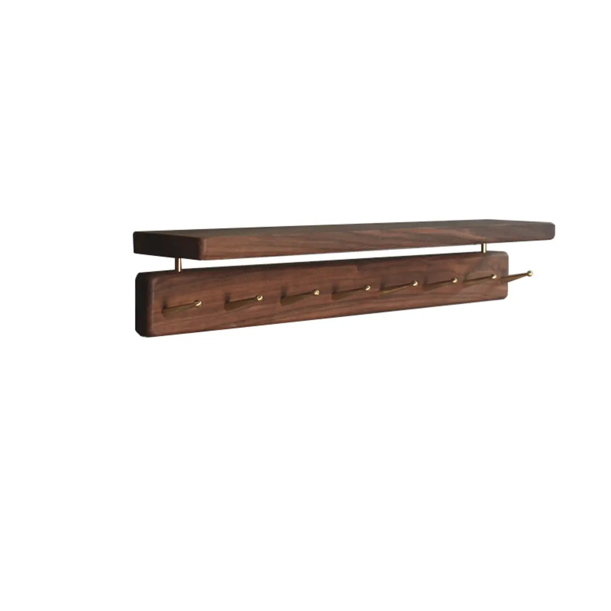 Open Storage Walnut Wall-Mounted Coat Rack with Shelf Image - 12