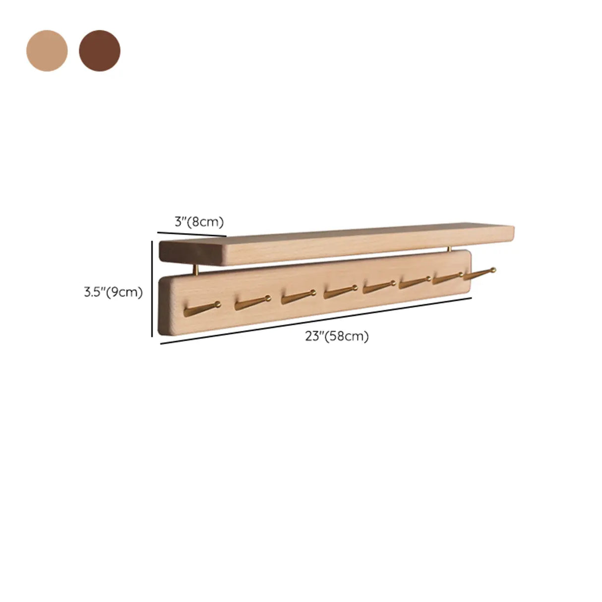 Open Storage Walnut Wall-Mounted Coat Rack with Shelf Image - 16