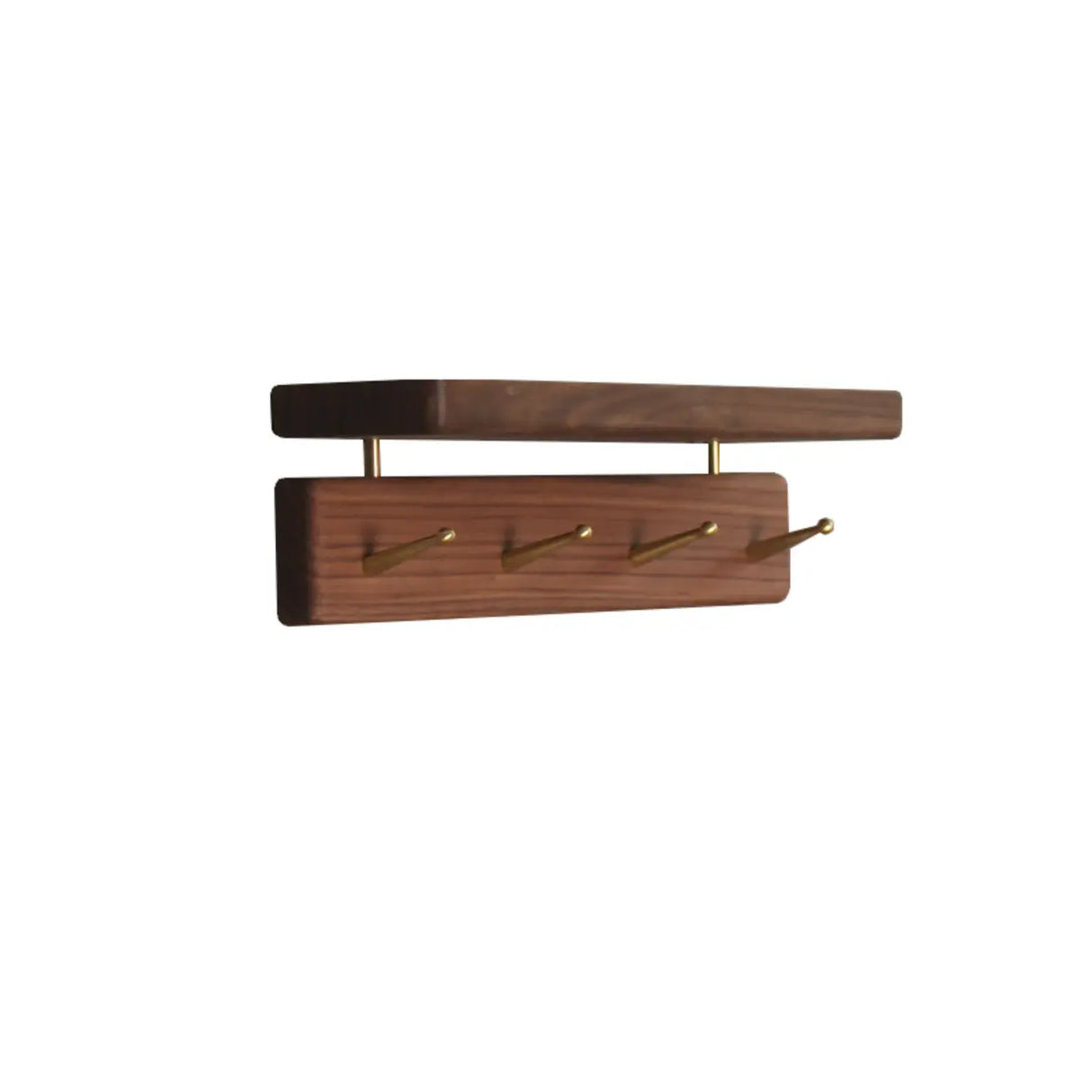 Open Storage Walnut Wall-Mounted Coat Rack with Shelf Image - 7