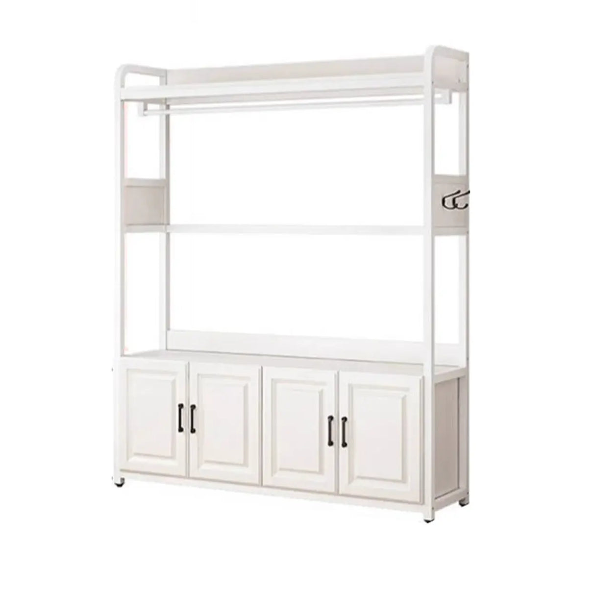 Open Storage White Steel Frame Entryway Hooks Coat Rack Image - 9