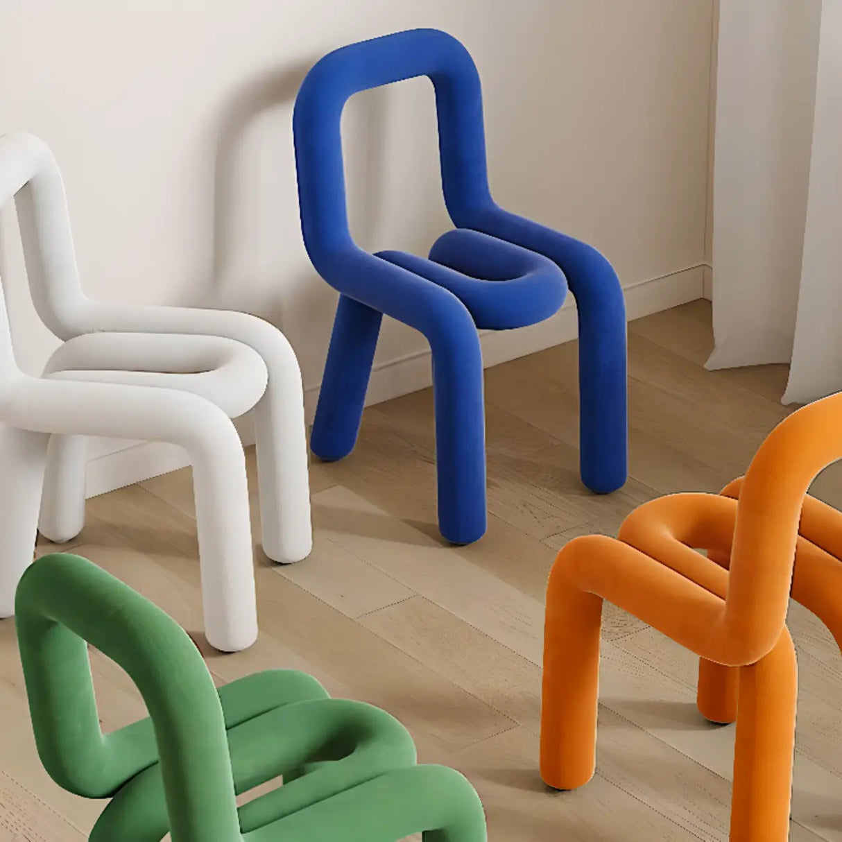 Open Unique Shaped Armless Upholstered Dining Chairs Image - 1