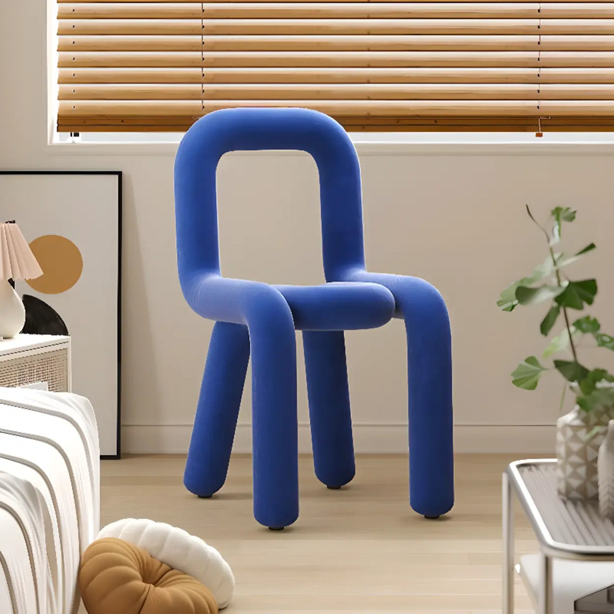 Open Unique Shaped Armless Upholstered Dining Chairs Image - 6