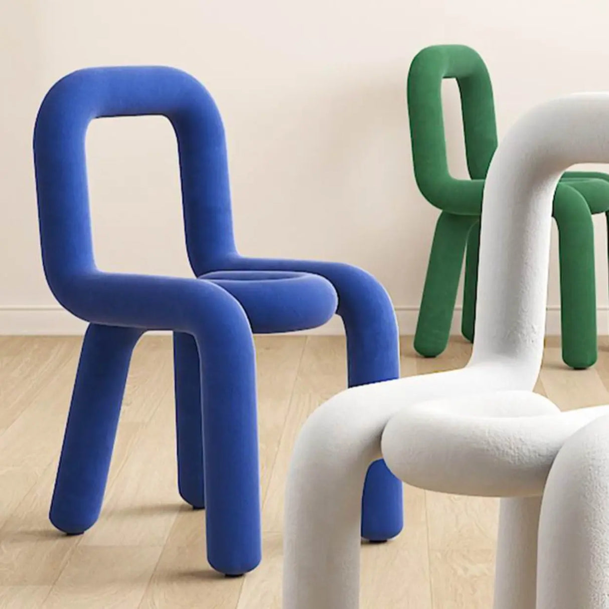 Open Unique Shaped Armless Upholstered Dining Chairs Image - 8