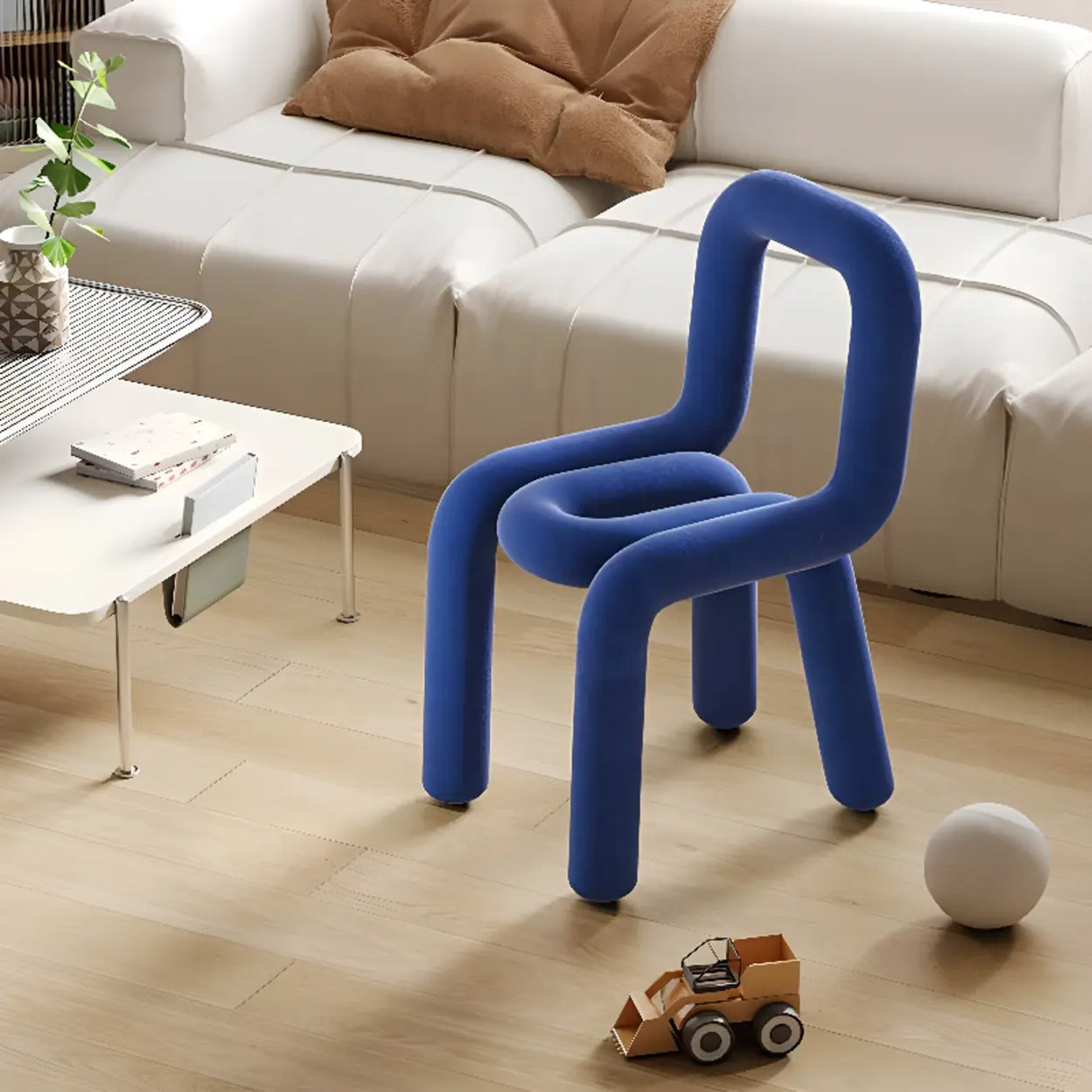 Open Unique Shaped Armless Upholstered Dining Chairs Image - 9