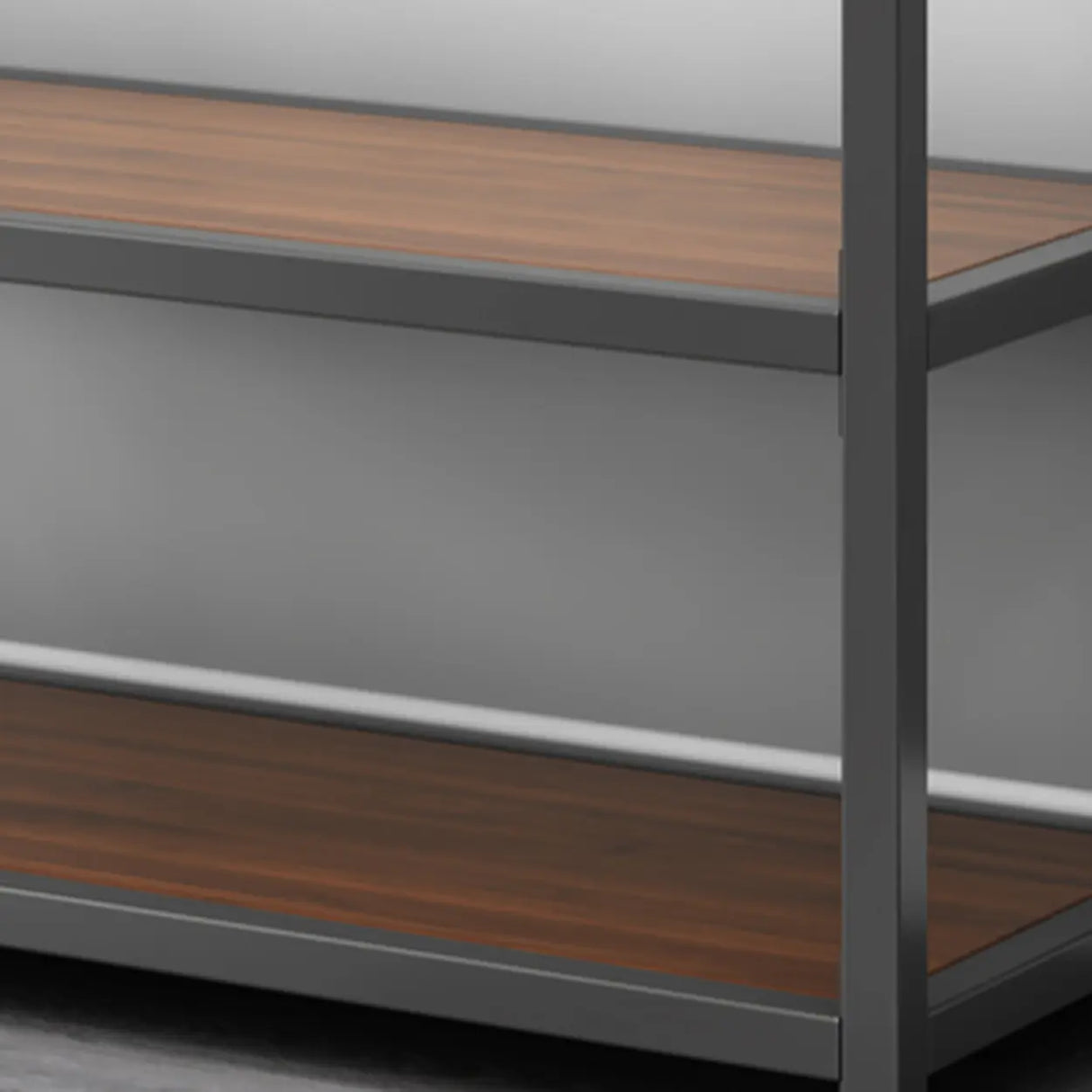 Open Wardrobe Black Metal Frame Coat Rack with Shelves Image - 9