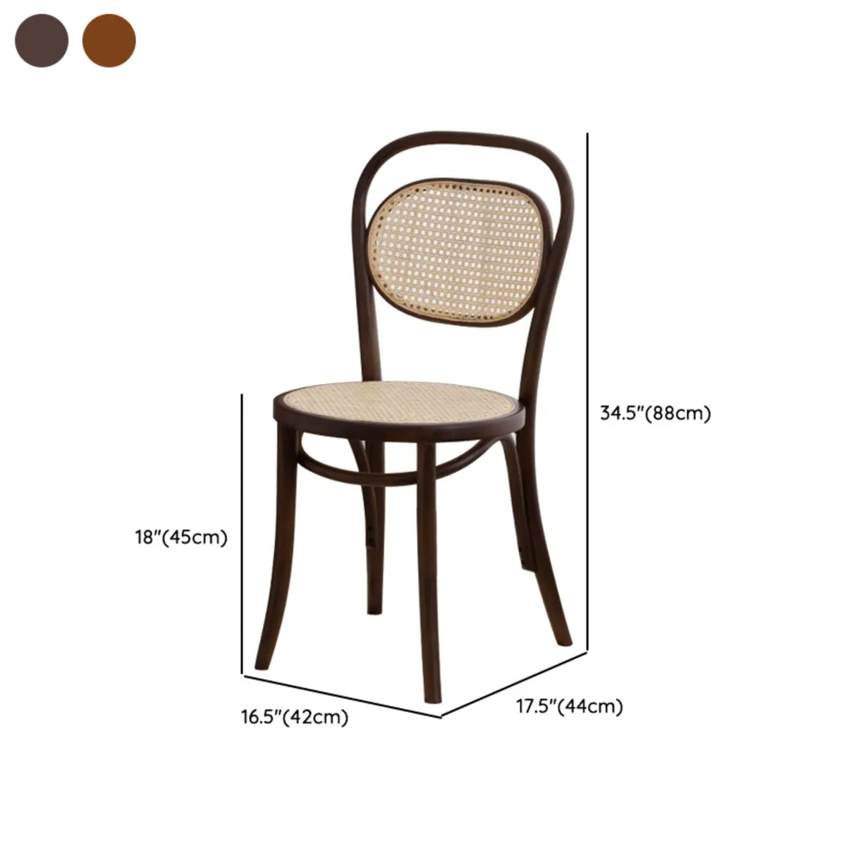 Open Wove Back Round Wood Dining Chair Dark Walnut Image - 12