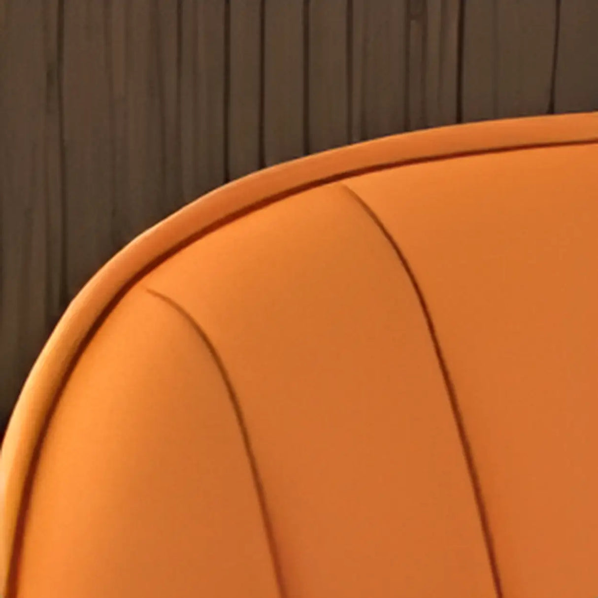 Orange Curved Leather Tall Bistro Stool with Armrest Image - 7