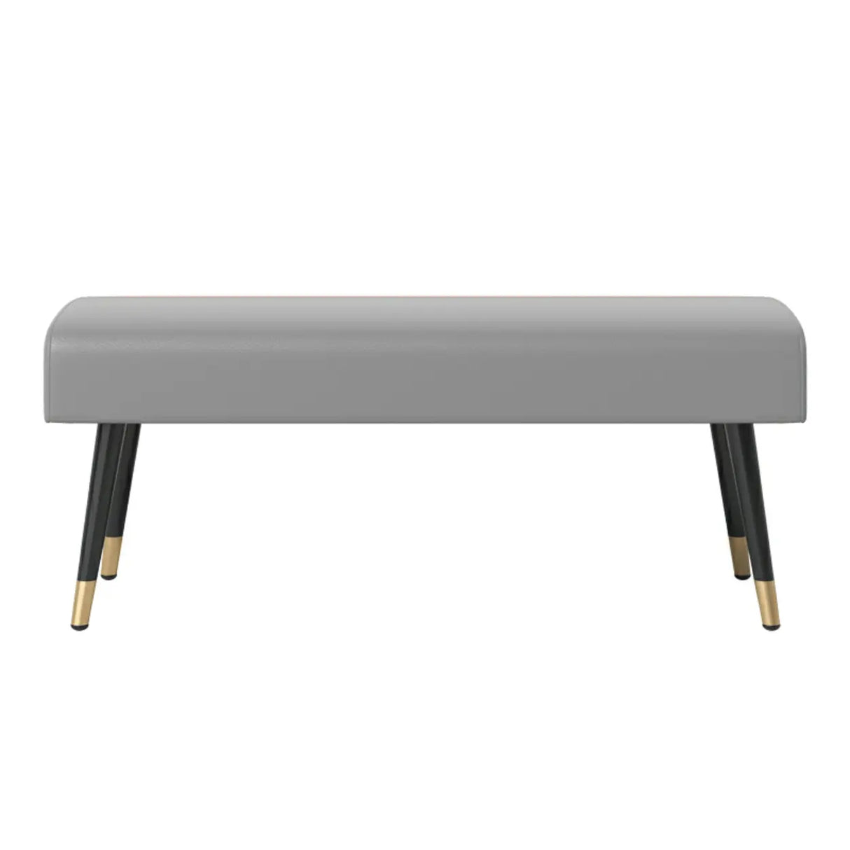 Orange Faux Leather Cushioned Bedroom Bench with Legs Image - 10