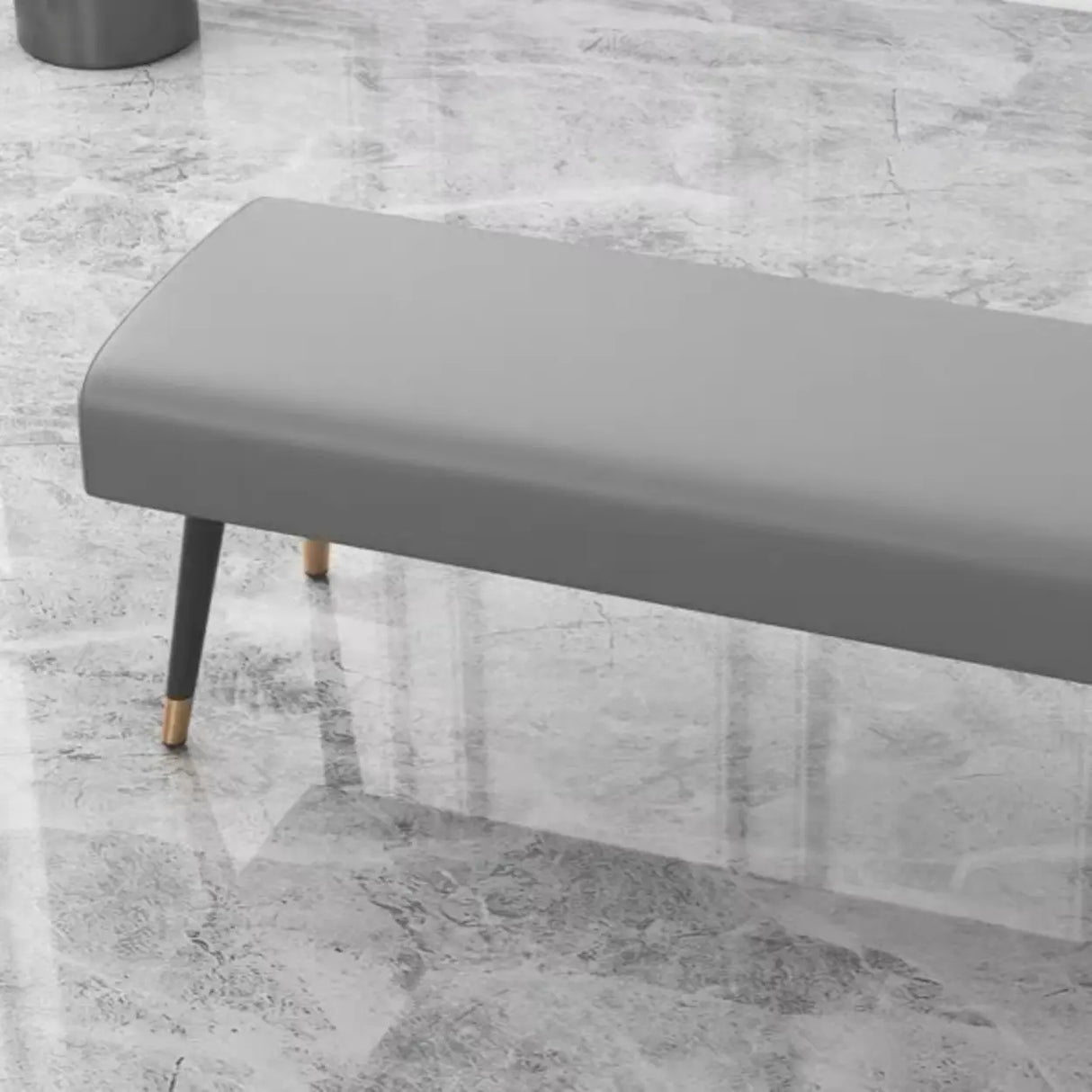 Orange Faux Leather Cushioned Bedroom Bench with Legs Image - 13