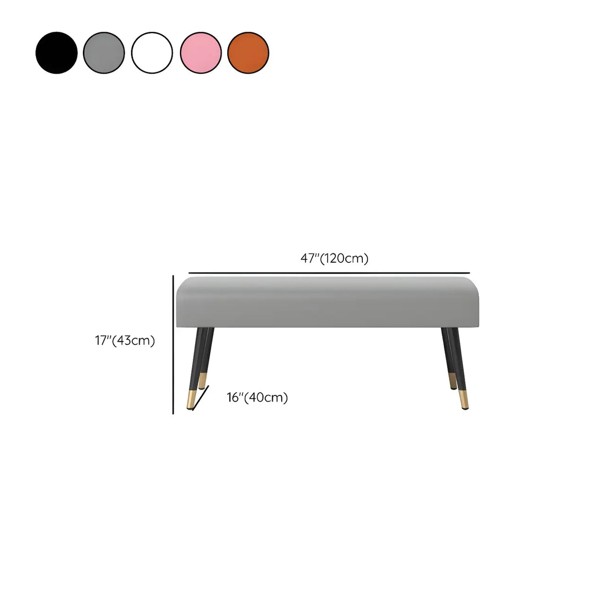 Orange Faux Leather Cushioned Bedroom Bench with Legs Image - 17