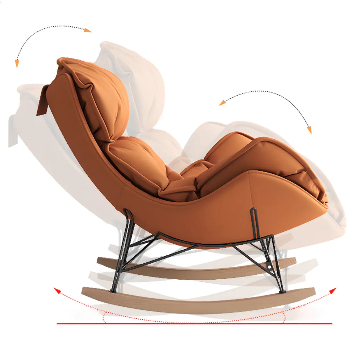 Orange Finish Stain Resistant Upholstered Rocking Chair Image - 10