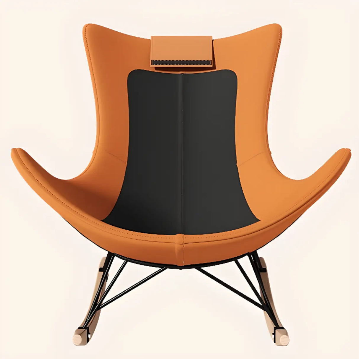 Orange Finish Stain Resistant Upholstered Rocking Chair Image - 4