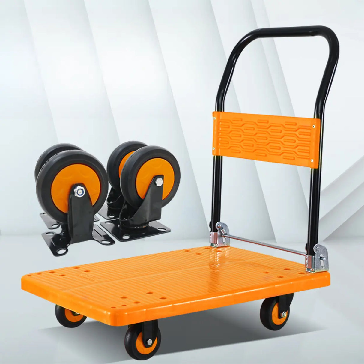 Orange Flat Narrow Width Height Standard Utility Cart Image - 1