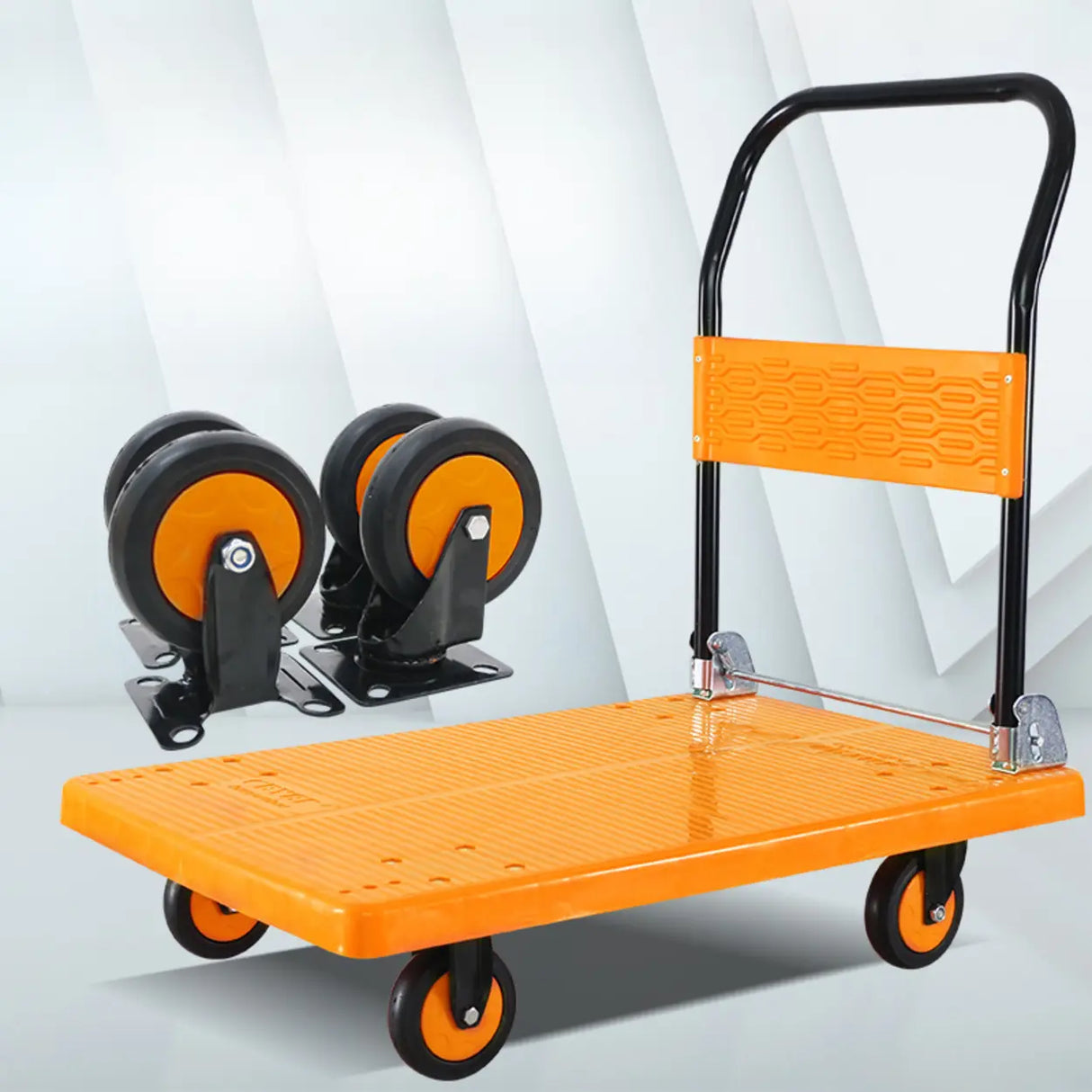 Orange Flat Narrow Width Height Standard Utility Cart Image - 2
