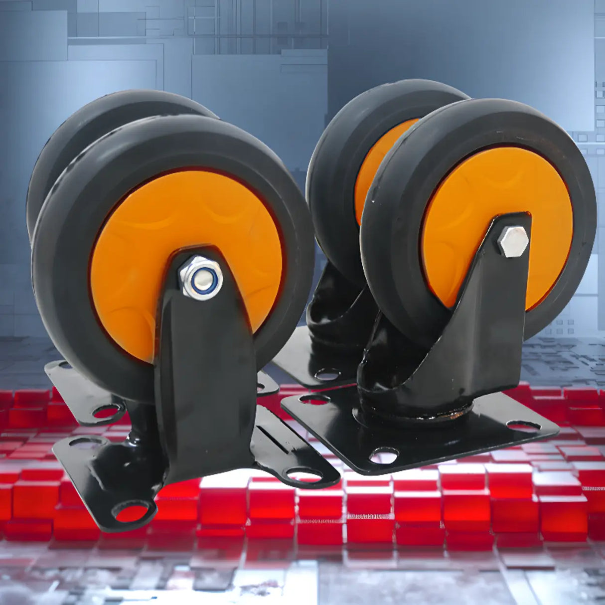 Orange Flat Narrow Width Height Standard Utility Cart Image - 4