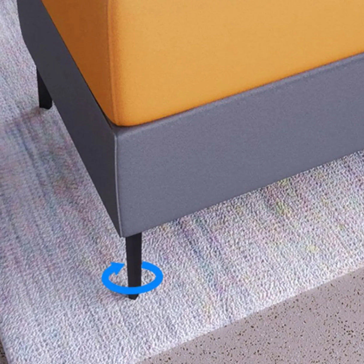 Orange Gray Leather Rectangular Loveseat with Table Image - 16