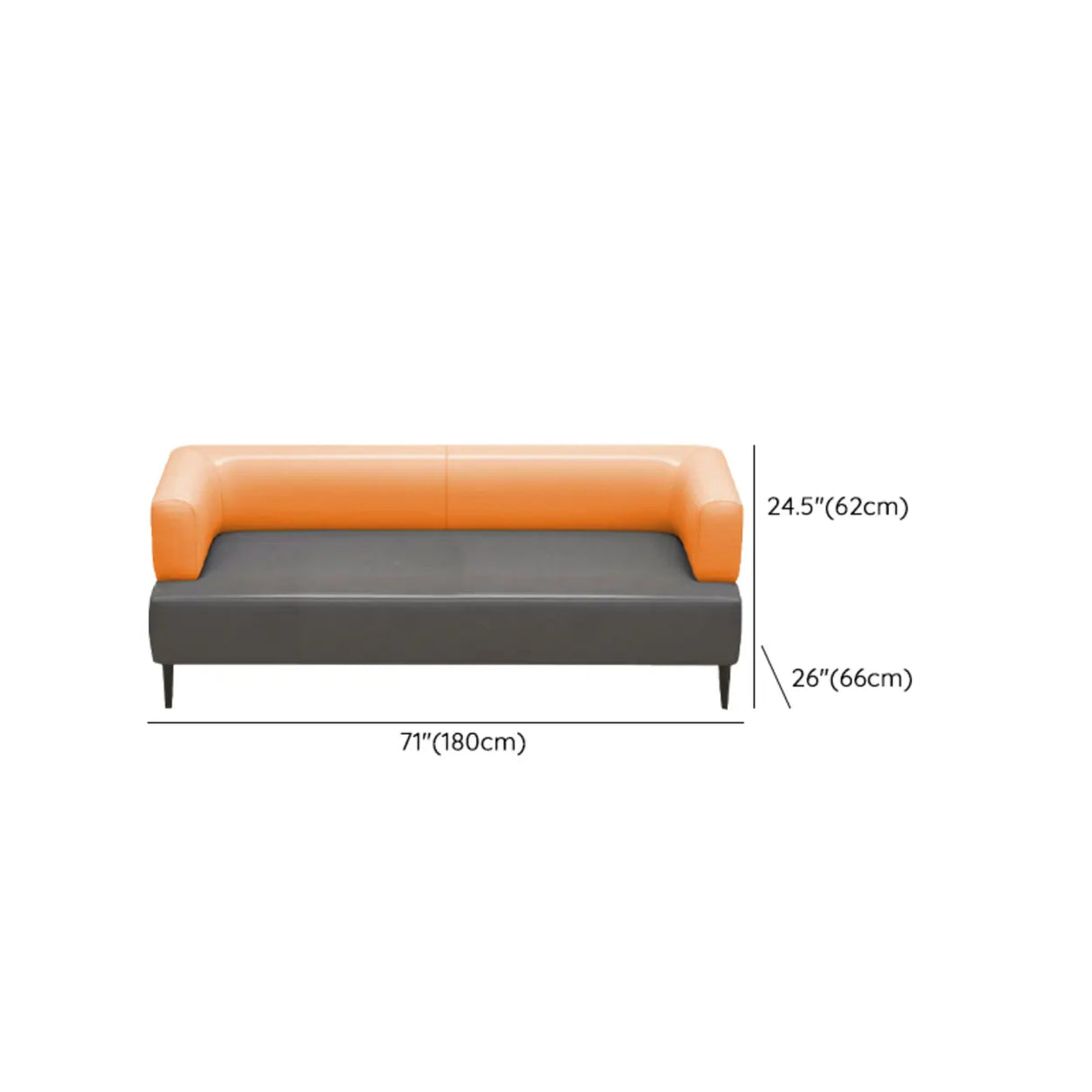 Orange Gray Leather Rectangular Loveseat with Table Image - 20