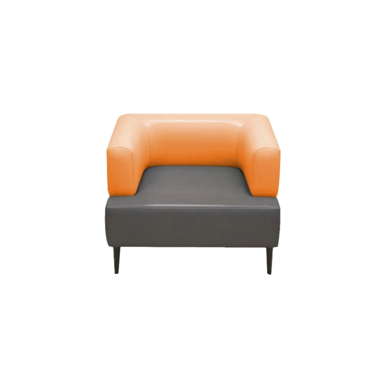 Orange Gray Leather Rectangular Loveseat with Table Image - 9