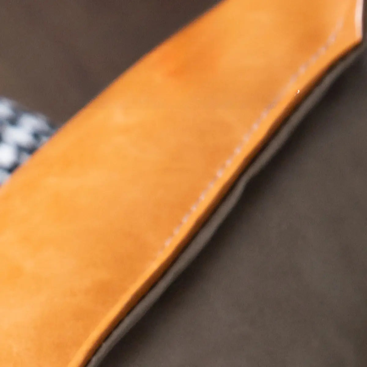 Orange Houndstooth Linen Fixed Back Foam Fill Arm Chair Image - 11