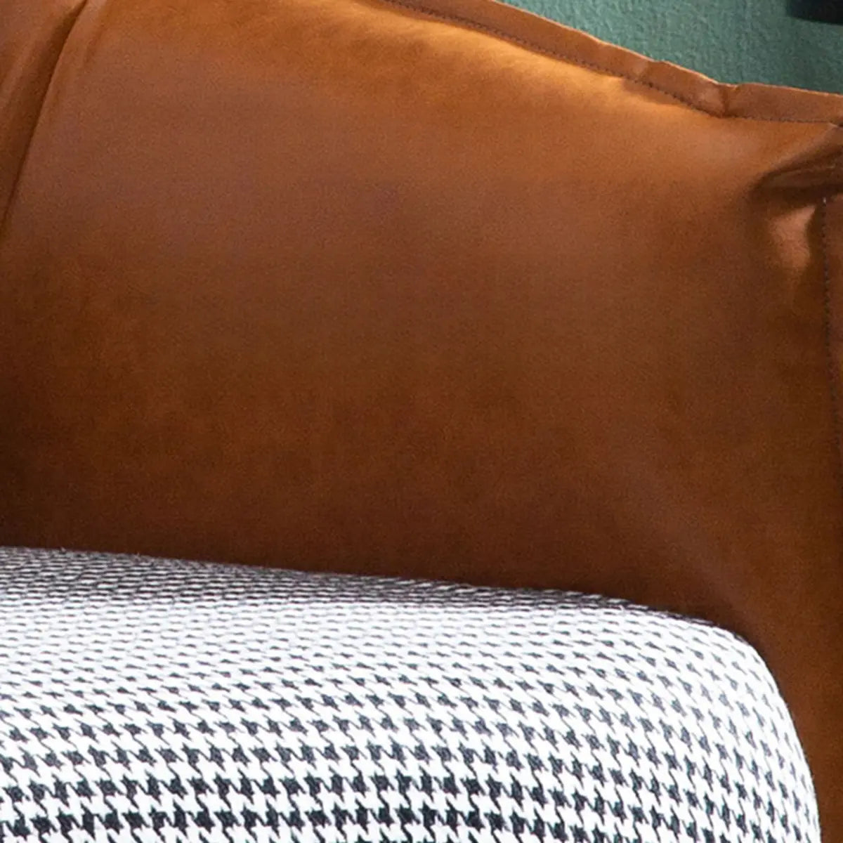 Orange Houndstooth Linen Fixed Back Foam Fill Arm Chair Image - 4