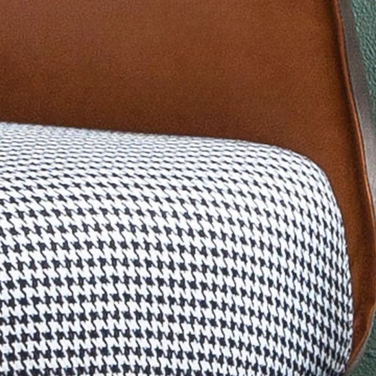 Orange Houndstooth Linen Fixed Back Foam Fill Arm Chair Image - 6