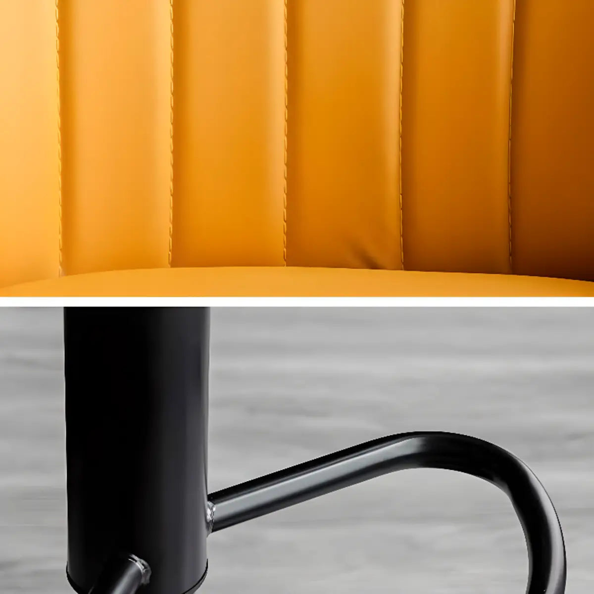 Orange Leather Armrest Adjustable Swivel Bar Stool Image - 12