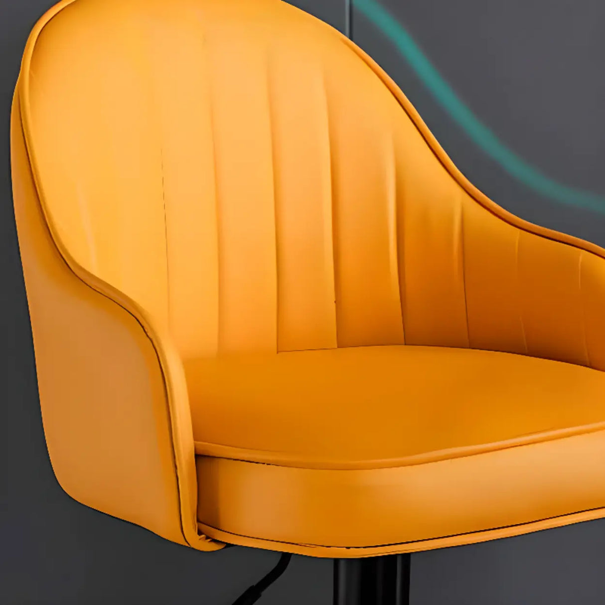 Orange Leather Armrest Adjustable Swivel Bar Stool Image - 13