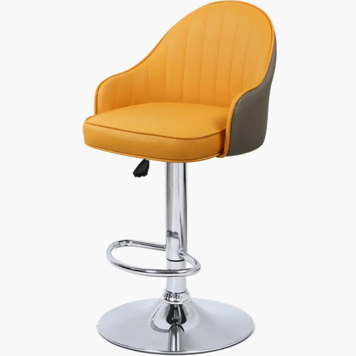 Orange Leather Armrest Adjustable Swivel Bar Stool Image - 16