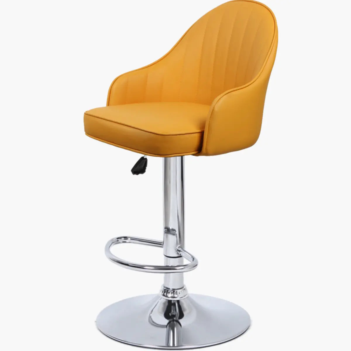 Orange Leather Armrest Adjustable Swivel Bar Stool Image - 18