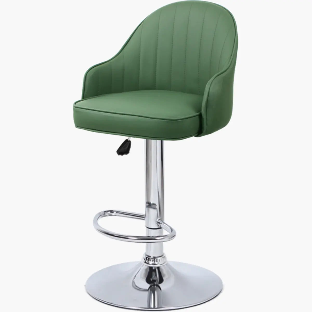 Orange Leather Armrest Adjustable Swivel Bar Stool Image - 21