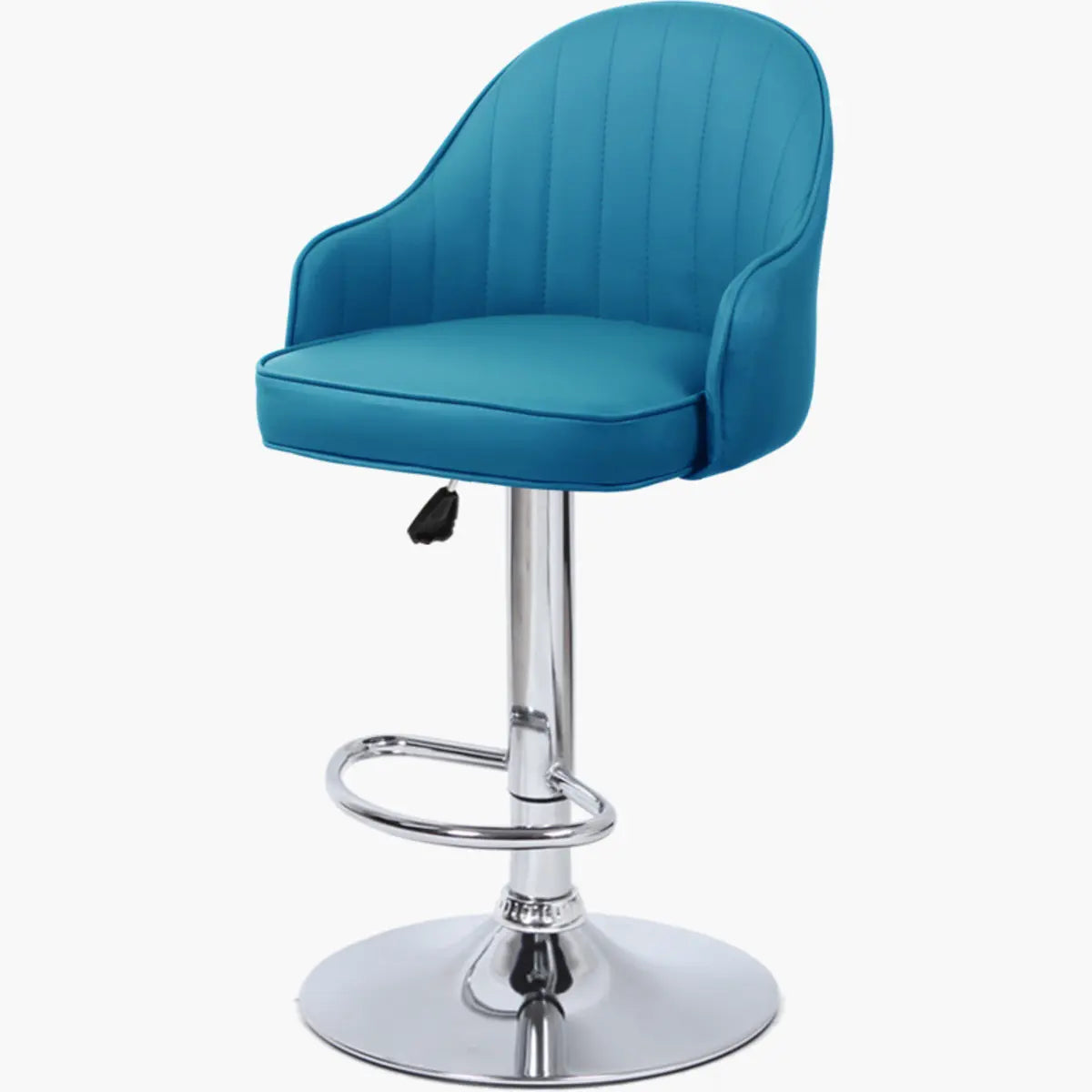 Orange Leather Armrest Adjustable Swivel Bar Stool Image - 22