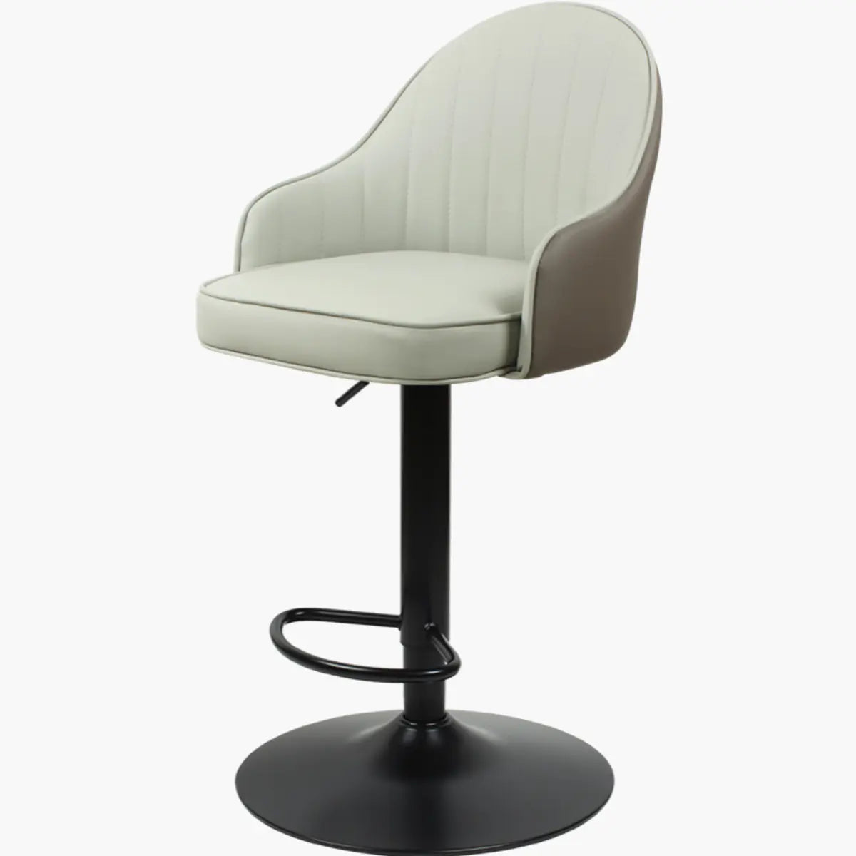 Orange Leather Armrest Adjustable Swivel Bar Stool Image - 4